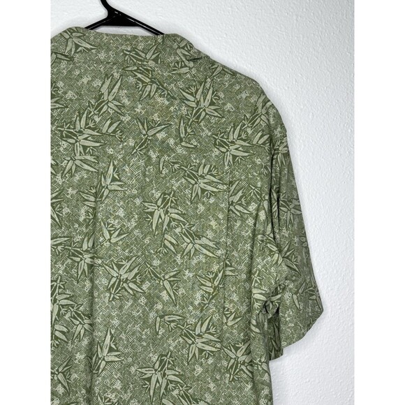 Vtg Columbia Button Front Shirt Men's Medium Silk Green Hawaiian Palm Leaves 90s - Picture 11 of 16